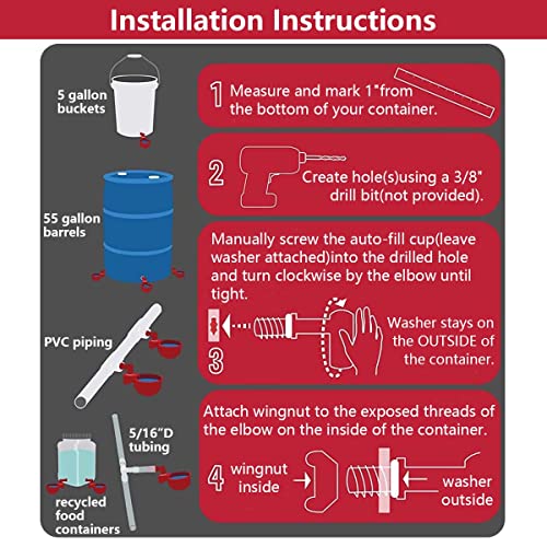 HASTHIP® 18PCS Chicken Feeder Cup Poultry Farm Equipment Drinking On Barrel Drinker Auto Refill Water Duck Water Cup for HASTHIP® 18PCS Chicken Feeder Cup Poultry Farm Equipment Drinking On Barrel Drinker Auto Refill Water Duck Water Cup for